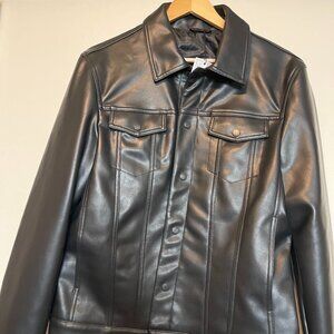 Mango Mens Leather-effect jacket | Mens | Size: M | Color: Black